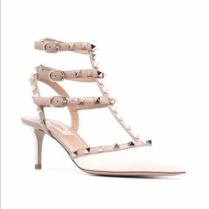 Valentino Garavani Rockstud leather kitten heel pumps size 38